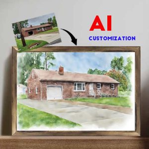 AI square wooden frame ornaments20X30CM