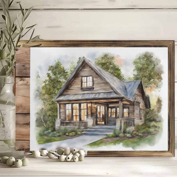 AI square wooden frame ornaments20X30CM - 图片 3