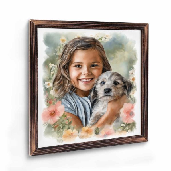 AI square wooden frame ornaments20X20CM - 图片 5