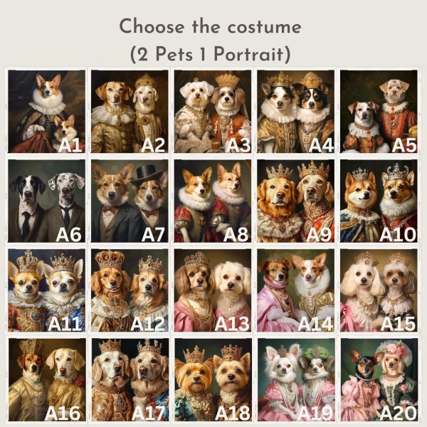 Custom Royal Pet Portrait, Two Dog Portrait, Renaissance Dog Painting, Royal Dog Portrait, Gift for Pets, Wall Art - 图片 16
