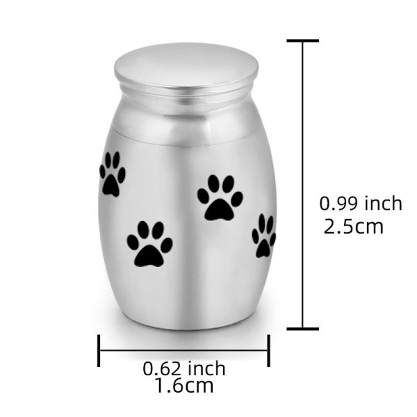 Best-selling stainless steel claw print animal hair urn small pet sealed urn urn urn with lid - 图片 4